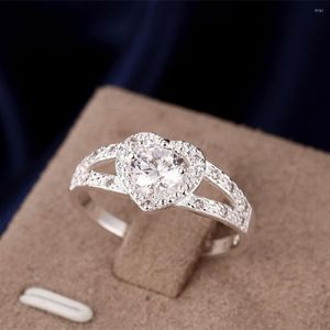 Cluster anneaux jolis estampill en cristal de cristal de coeur romantique diamant pour femmes cadeaux de f te de mode accessoires de mariage de luxe bijoux