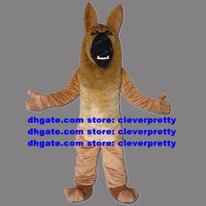 Brązowy owczarka niemiecka pies Mascot Costume Alsatian Wolfhound Wolomute Wolf Dog Hybrid Ceremonia Business Business ZX41