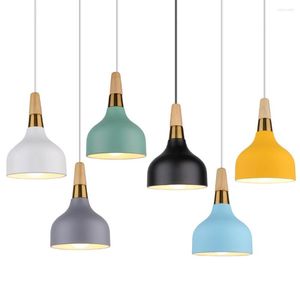 Pendant Lamps Modern Wood Lamp Aluminum LED Kitchen Suspension Luminaire Nordic Home Decor Living Room Indoor Hanging Light Fixture