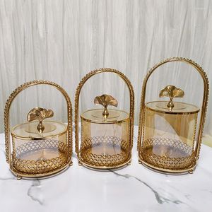 Garrafas de armazenamento jarra de doces francês transparente jóias de vidro cosméticos caixa de alimentos maça