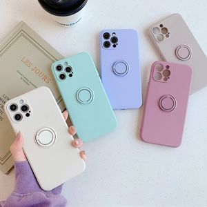 Liquid Silicone Magnetic Case for iPhone Pro Max XS X R S XR S Plus SE2020 Full Cover with Ring Holder Stand