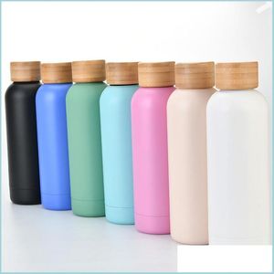 Water Bottles 500Ml Stainless Steel Vacuum Flask For Fitness Portable 17Oz Thermal Insation Sports Water Bottle With Bamboo Lid Drop Dhgrk