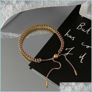 Charm Bracelets Charm Bracelets American Metal Chains Tassel Minimalism Gold Color Women Bracelet Fashion Jewelry Golden Wheat Bangl Dhfqf