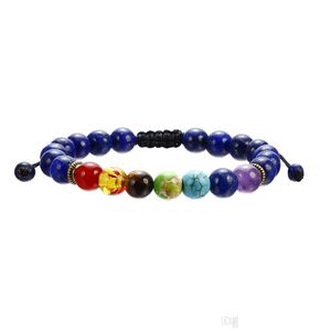 Beaded 7 chakra pärlsträngar yoga armband män lava healing nce pärlor reiki buddha bön natursten frostad svart agat armband dhbok