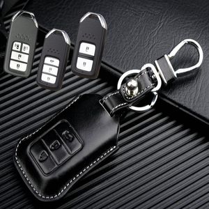 Lederen autosleutel FOB-dekking voor Honda HRV CR-V Crosstour 2015 2016 Accord Odyssey Smart Remote Keyless Key Case Holder Accessories268m