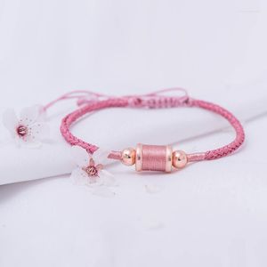 Braccialetti con ciondoli Kurukulle Bodhisattva Bracciale rosa Lavorato a mano misura regolabile Amuleto Porta fortuna e matrimonio Argento Uomo Donna