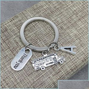 Nyckelringar Key Rings Guyin School Bus Driver Gift Thanksgiving Chain Tack 20 Brev på Pendant Creative Par Jewelry KeyChain Otbxz