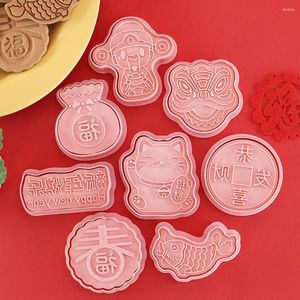 Baking Moulds 8pcs Spring Festival Cookie Cutter Set Plastic Chinese Tools Decorating Biscuit Cutters Year Cakes Mold S G0a5