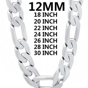 Solid Sterling Silver Necklace For Men Classic mm Cuban Chain Inches Charm High Quality Fashion Jewelry Wedding J