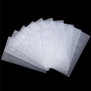 Nagelkonstmallar pcslot Stamping Plate Plastic Print Transfer Stencil UV Gel Set Manicure Tool