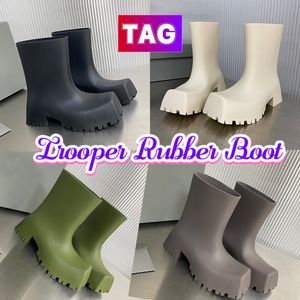 Trooper Rubber Boots Designer Rain Boot Paris Män kvinnor Skor grovt tandsula Vattentäta regnbot mode Ankel Booies Sneaker Mens Womens Sneakers