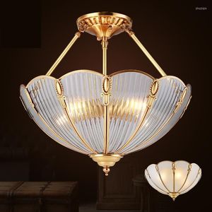 Chandeliers LED Copper Wedding Ceiling Fixtures Glass Pendant Lights For Dining Room Bar Art Deco Light Bedroom Home Garden Kitchen Lighting