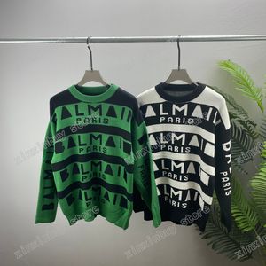 xinxinbuy erkekler tasarımcı kapüşonlu kazak çizgisi harf jacquard baskı paris pamuk kadınlar siyah beyaz yeşil m-2xl