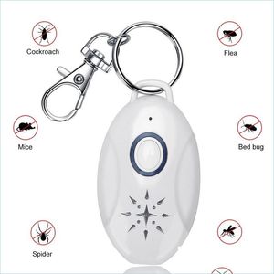 Контроль борьбы с вредителями Trasonic Mosquito Repellent Keychain Mobile Portable Pest Repeller Outdoor Отказ и профилактика клещей для собак Cat Dhhgl