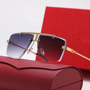 Herren-Sonnenbrille, randlos, Luxus-Designer-Sonnenbrille für Herren, UV400, Metallbügel, modische Brille