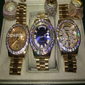 Data de 43 dias 18K Moda perp￩tua de ouro Assista Big Diamond Diamond Gold A￧o inoxid￡vel Strap Men Automatic Men Watches309U