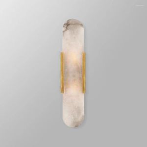 V￤gglampa modern kreativ marmor m￤ssing nordiskt guld svart sovrum sovrum ljus badrum spegel