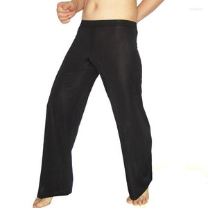 Men's Sleepwear Mens Comfortable Leisure Trousers Thin And Sexy Ice Silk Pyjamas Elastic Sleep Bottoms