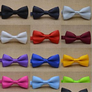 Bow Ties Ties Aessoriesclassic Kid Bowtie Boys Grils Baby Children Bow Tie Fashion 25 Solid Color Mint Red Black White Green Pets Dr Otatc