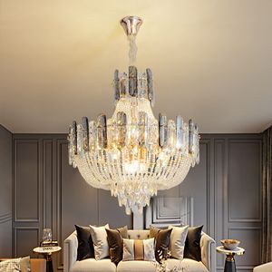 French Bead Chain Living Room Crystal Chandelier Luxury Hotel Lobby High-End Restaurant Lighting