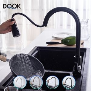 Kitchen Faucets Faucet Black Tap Pull Out Sink Mixer Brushed Nickle Stream Sprayer Head Chrome Water 221109
