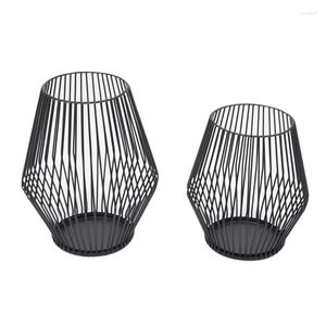 Suitores de vela Black Metal Wire Tea Light Solter para decorações de casa externa