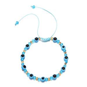 Fashion Turkish Evil Blue Eye Beads Bracelet Braided Rope Chain Colorful Crystal Beads Bracelets for Women Handmade Jewelry Gifts