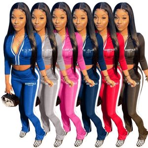 Designer Brand Women Tracksuits Jogging Suits letter print 2 Piece Sets Long Sleeve Sweatsuits stand collar Outfit Sportswear zip jacket Pants split Clothes 8896-7