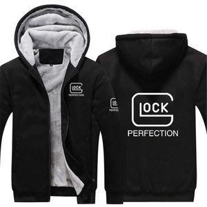 Felpe con cappuccio da uomo Felpe 2021 Glock Perfection Shooting Maschio Nuovo inverno Alta qualità Addensare Parka Uomo Cappotto con cappuccio Giacca Calda Casual Cappotti imbottiti Y2211