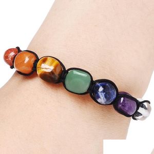 Beaded 7 Chakra Yoga Natural Stone Pärlade Strands Armband Kvinnor Män irregar pärlor armband mode smycken vilja och sandig present dro dhc8p