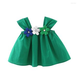 Abiti da ragazza Abiti estivi nati Set Baby Boutique Abiti Moda coreana senza maniche Fiori Abito da principessa per bambini BC016