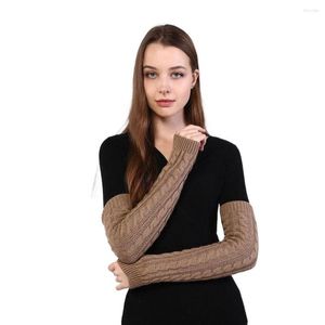 Knäunderlag Vinter stickade långa armvärmare ärm Stretch Fingerless Solid Color Outdoor Classic Woolen Guard Mantens