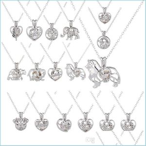 Other Jewelry Sets Cage Pendant Necklace Love Wish Natural Freshwater Pearl Hollow Heart Locket Necklaces Women Girls Fashion Jewelr Dhd46