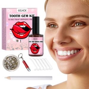 Stałe makijaż atramy klejnot zębów Łatwe do usuwania Piękna biała biżuteria odblaskowe zęby Zestaw aplikacyjny dla dziewczyny 221109