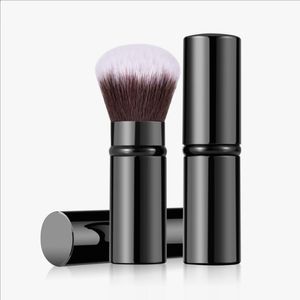 Travel Kabuki Makeup Brushes for Foundation Blush Bronzer and Powder Retractable Green Aluminum Perfect for On The Go