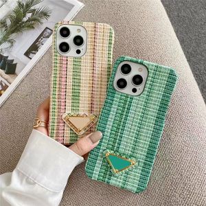 Fashion Luxury brand Leather Cases for iPhone 14 Pro Max IP13ProMax 14Plus XR 7G 12 11 7 8Plus Designer weave fiber Phone Case for Luxurys Designs Wrist Band Soft Shell