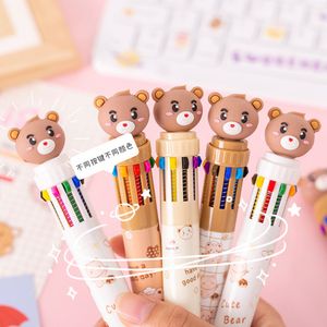 Kawaii Pens Bear Cartoon Silicone 10 Colors Chunky Ballpoint Pen School Office Supply Gift Stationery Papelaria Escolar 1168