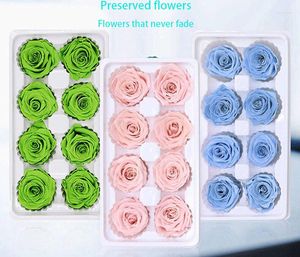 Dekorative Blumen, Güteklasse B, 4–5 cm, konservierte frische Rosenblüten, ewiger Kopf, Geburtstagsgeschenk, Blumenstrauß, langlebiges DIY-Material