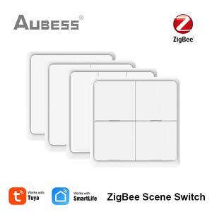 Smart Devices AUBESS Tuya ZigBee Scene Switch 4 Gang 12 Push Button Controller Works With Life App 221109