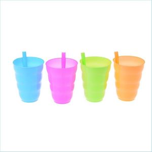 Canecas Plastic St Cup Kids Colorf Caneca com suco de suco de suco de suco de suco de água colorido de colorido Droga Droga Home Garden Kitchen Bar Bar Dr Dhpra