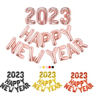 مستلزمات الحفلات الاحتفالية 16 بوصة جديدة سعيدة 2023 البالونات الملونة للرقائق عيد ميلاد عيد الميلاد 2023 لوازم الديكور الأبجدي الرقمي الرقمي
