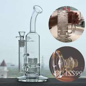 Matris sidovagn Glas Bong Hookahs Dubbelfågelbur Perc Tjock rökrör Fabägg Dab Rigs med 18,8 mm fog