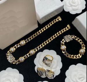 NEW Fashion Thick Chain Necklaces Bracelet Earring Ring Sets Cool Hiphop Rock Banshee Medusa Head Portrait 18K Gold Plated Designer Jewelry HMS13 -03