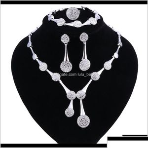 Armband örhängen halsband armband droppleverans 2021 afrikanska pärlor smycken kristall bröllop halsband örhängen ring set womens ot21f