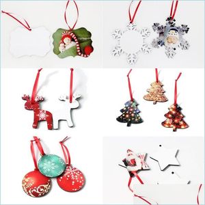 Christmas Decorations Christmas Transfer Printing Blank Coaster Round Snowflake Tree Deer Design Mdf Hanging Ornament Drop Delivery Dhwqj