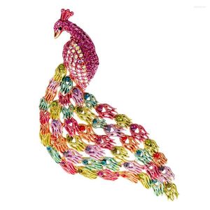 Brosches Cindy Xiang Rhinestone Stor påfågel för kvinnor Animal Design Bird Pin Eloy Material