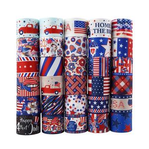 Confezione Regalo Giorno Dell'Indipendenza Americana Nastro 4Th Jy Confezione Regalo Usa Accessorio Per Capelli Fai Da Te Patriottico 22Mm / 10 Yards A Roll Drop Delivery H Dhbfp