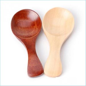 Spoons Wooden Tea Spoon Mini Natural Milk Baby Feeding Dinnerware Spoons Honey Coffee Connt Salt Sugar Drop Delivery Home Garden Kit Dhe1K