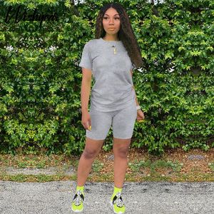 Studi per tracce femminili Wishyear Solido Short a magliette con scollo a maniche corte corto Impostare due pezzi Cicling Lounge Wear Sporty Work Out Abbinata 2022