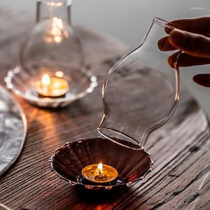 Portacandele Portacandele vintage antivento Semplice lume di candela Nordic Dinner Shade Glass Tea Table Ornaments Set Accessori